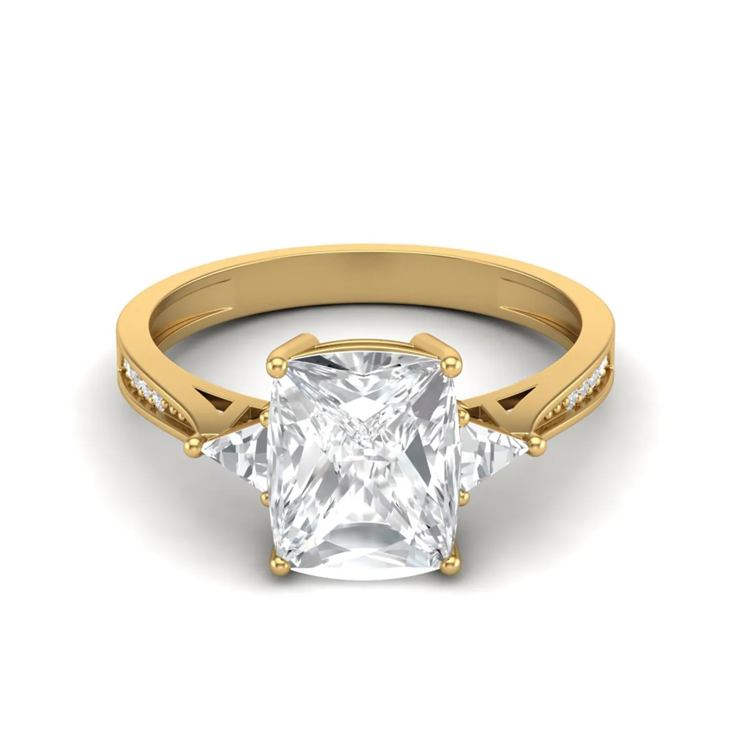 9X7 MM Cushion Shape Moissanite Solitaire Statement Ring