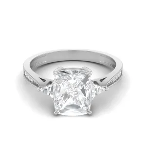9X7 MM Cushion Shape Moissanite Solitaire Statement Ring