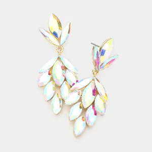 AB Crystal Marquise Cluster Pageant Earrings on Gold | Prom Earrings | 504752