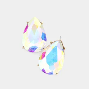 AB Crystal Teardrop Stud Earrings on Gold  | Pageant Earrings | Interview Earrings | 530610