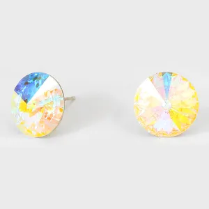 AB Small Round Crystal Stud Earrings | 15mm = 0.59" | 114056