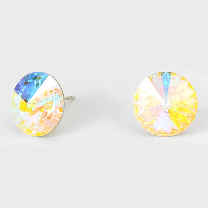 AB Small Round Crystal Stud Earrings | 15mm = 0.59" | 114056