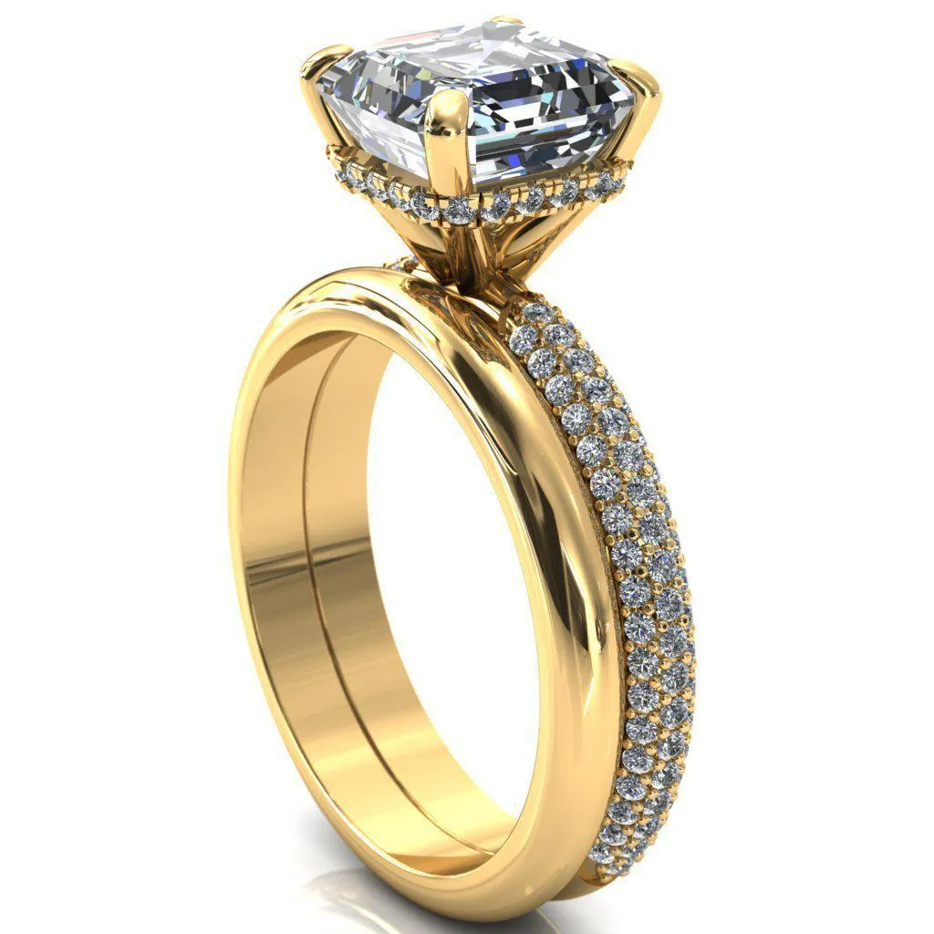 Adina Asscher Moissanite 4 Prong Diamond Accent Engagement Ring