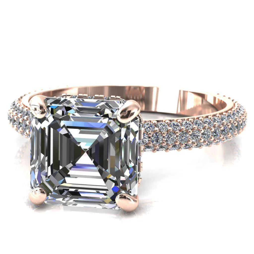 Adina Asscher Moissanite 4 Prong Diamond Accent Engagement Ring