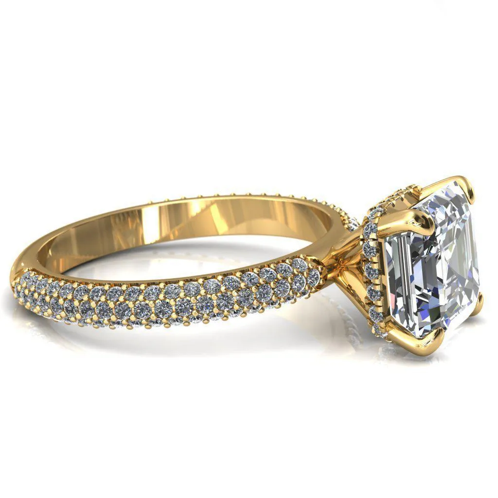 Adina Asscher Moissanite 4 Prong Diamond Accent Engagement Ring