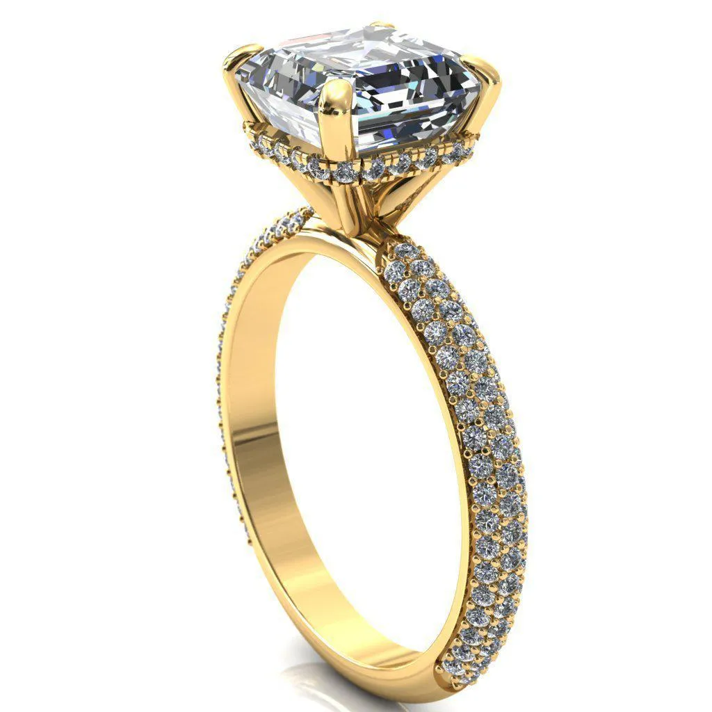 Adina Asscher Moissanite 4 Prong Diamond Accent Engagement Ring