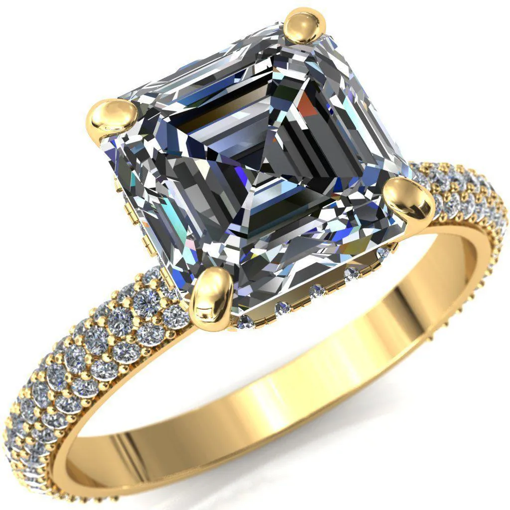 Adina Asscher Moissanite 4 Prong Diamond Accent Engagement Ring