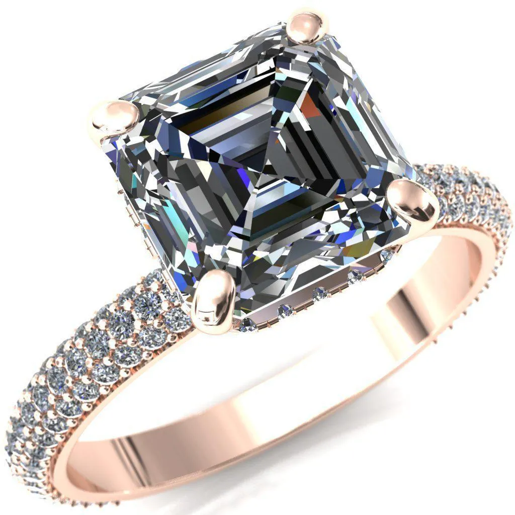 Adina Asscher Moissanite 4 Prong Diamond Accent Engagement Ring
