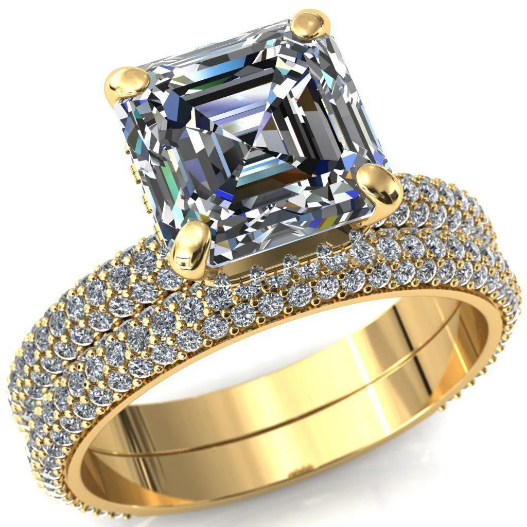 Adina Asscher Moissanite 4 Prong Diamond Accent Engagement Ring