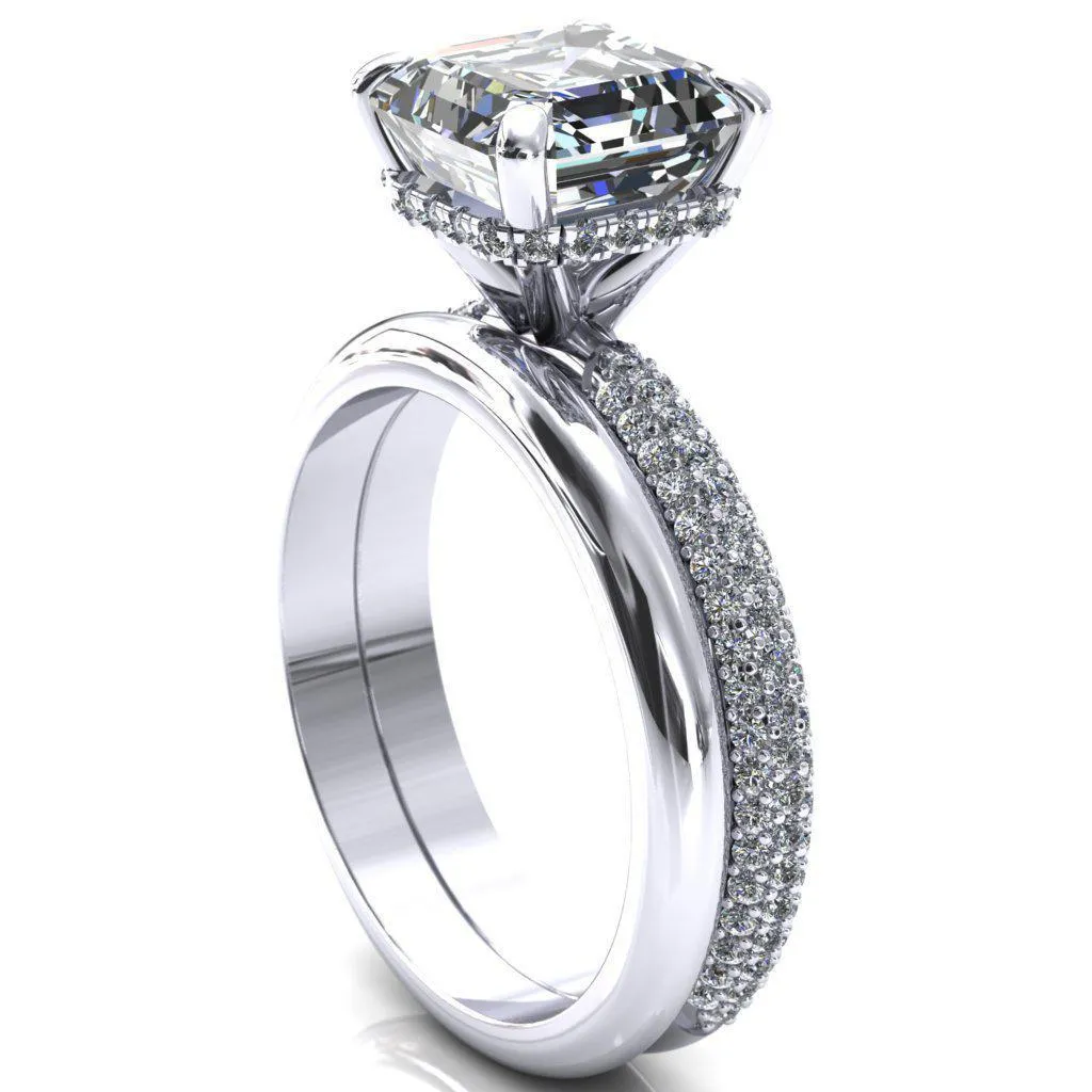 Adina Asscher Moissanite 4 Prong Diamond Accent Engagement Ring