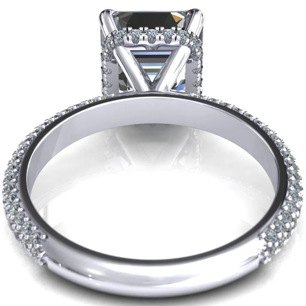 Adina Asscher Moissanite 4 Prong Diamond Accent Engagement Ring