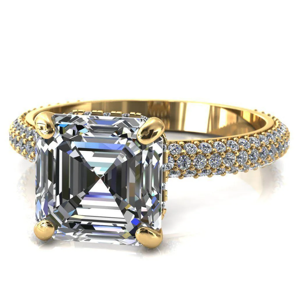 Adina Asscher Moissanite 4 Prong Diamond Accent Engagement Ring
