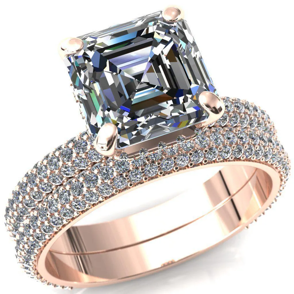 Adina Asscher Moissanite 4 Prong Diamond Accent Engagement Ring