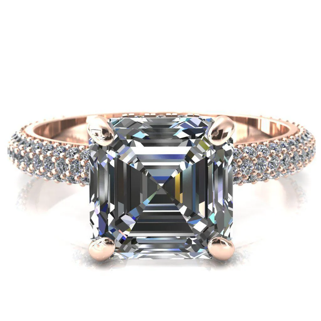 Adina Asscher Moissanite 4 Prong Diamond Accent Engagement Ring