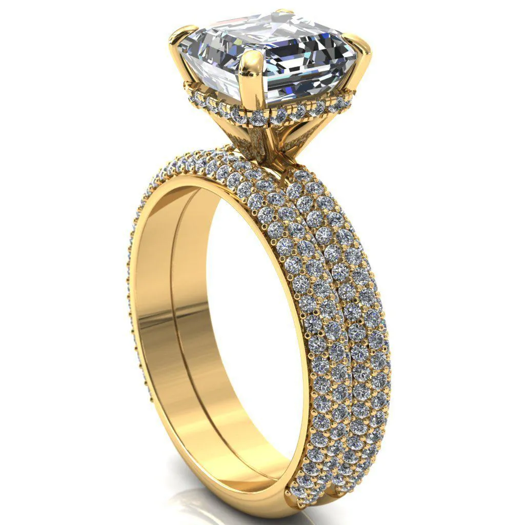 Adina Asscher Moissanite 4 Prong Diamond Accent Engagement Ring