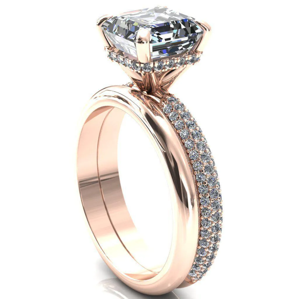 Adina Asscher Moissanite 4 Prong Diamond Accent Engagement Ring