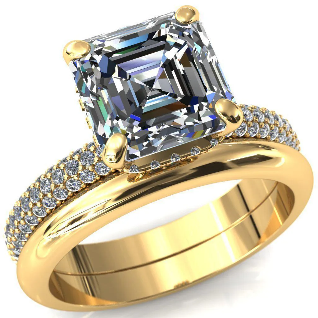 Adina Asscher Moissanite 4 Prong Diamond Accent Engagement Ring