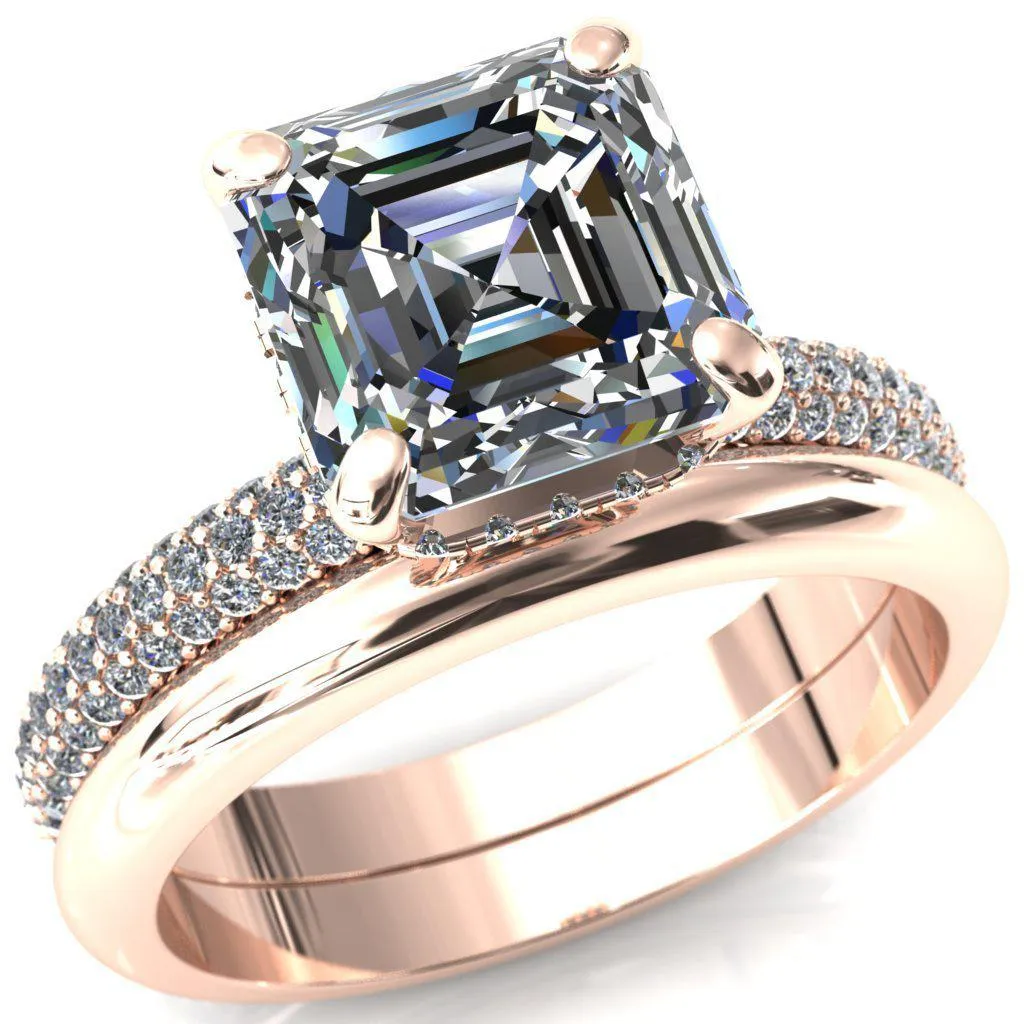 Adina Asscher Moissanite 4 Prong Diamond Accent Engagement Ring
