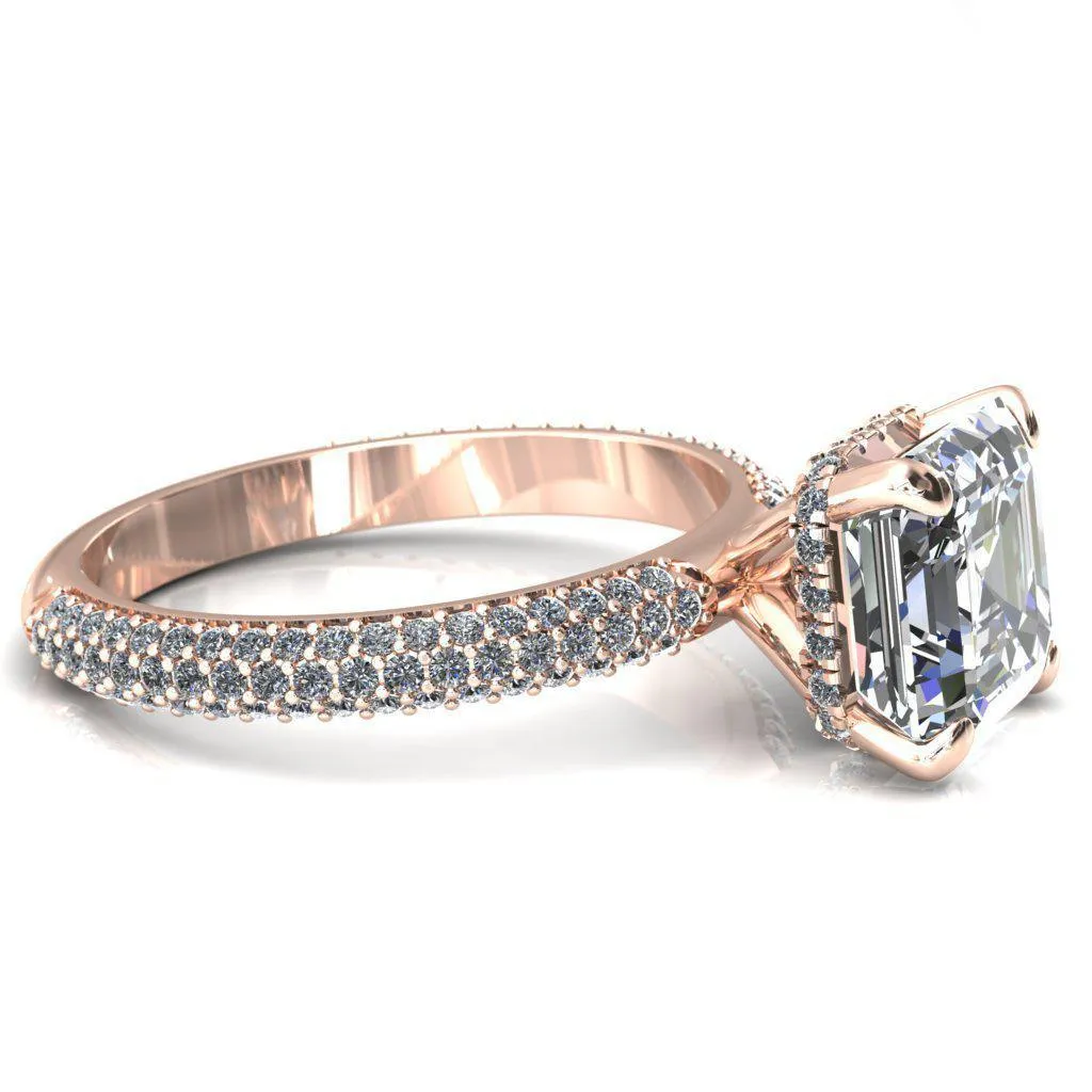 Adina Asscher Moissanite 4 Prong Diamond Accent Engagement Ring