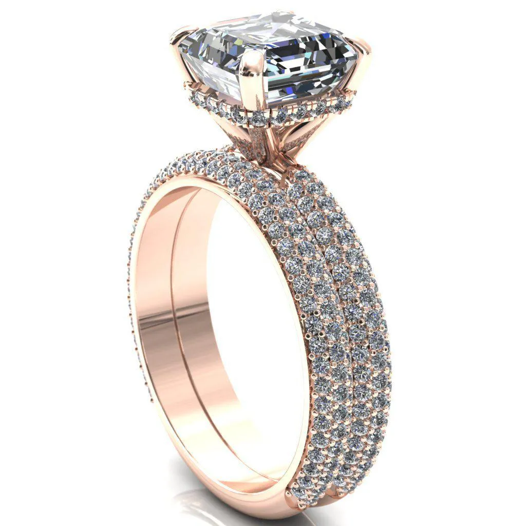 Adina Asscher Moissanite 4 Prong Diamond Accent Engagement Ring