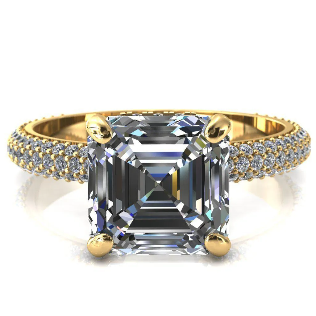 Adina Asscher Moissanite 4 Prong Diamond Accent Engagement Ring