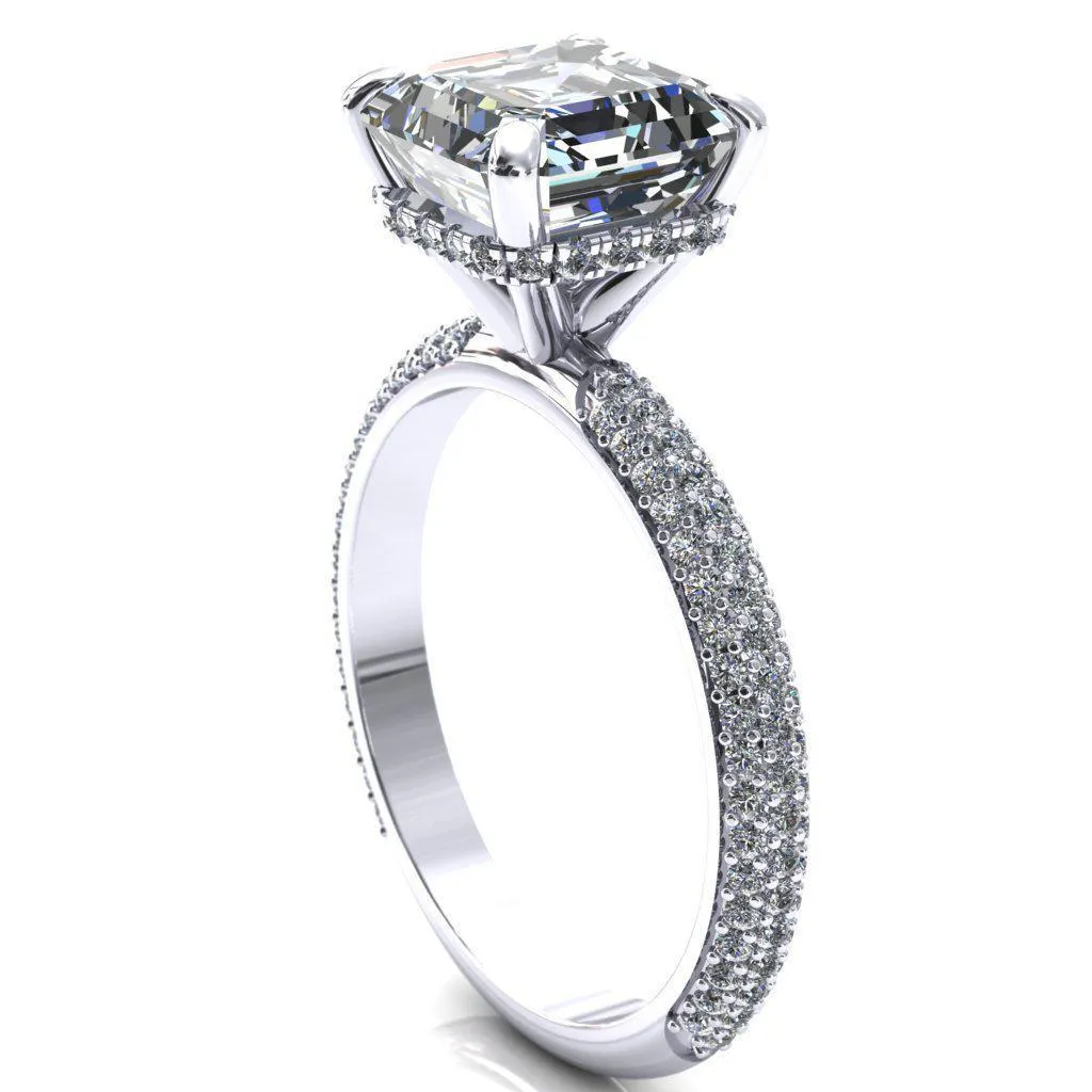 Adina Asscher Moissanite 4 Prong Diamond Accent Engagement Ring