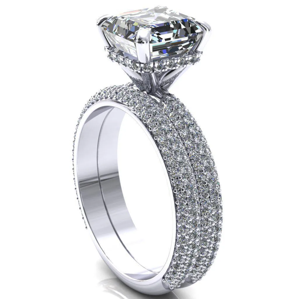 Adina Asscher Moissanite 4 Prong Diamond Accent Engagement Ring