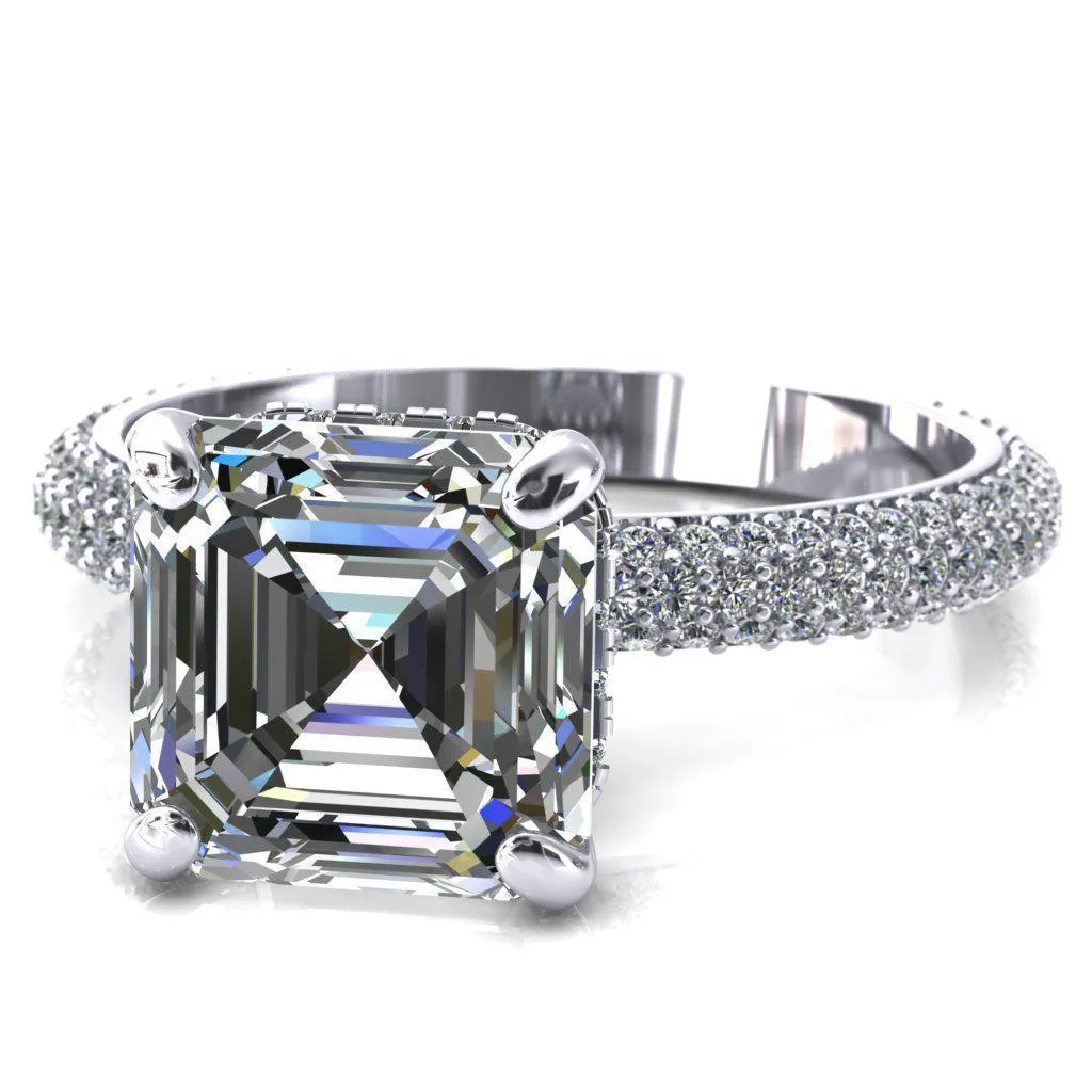 Adina Asscher Moissanite 4 Prong Diamond Accent Engagement Ring