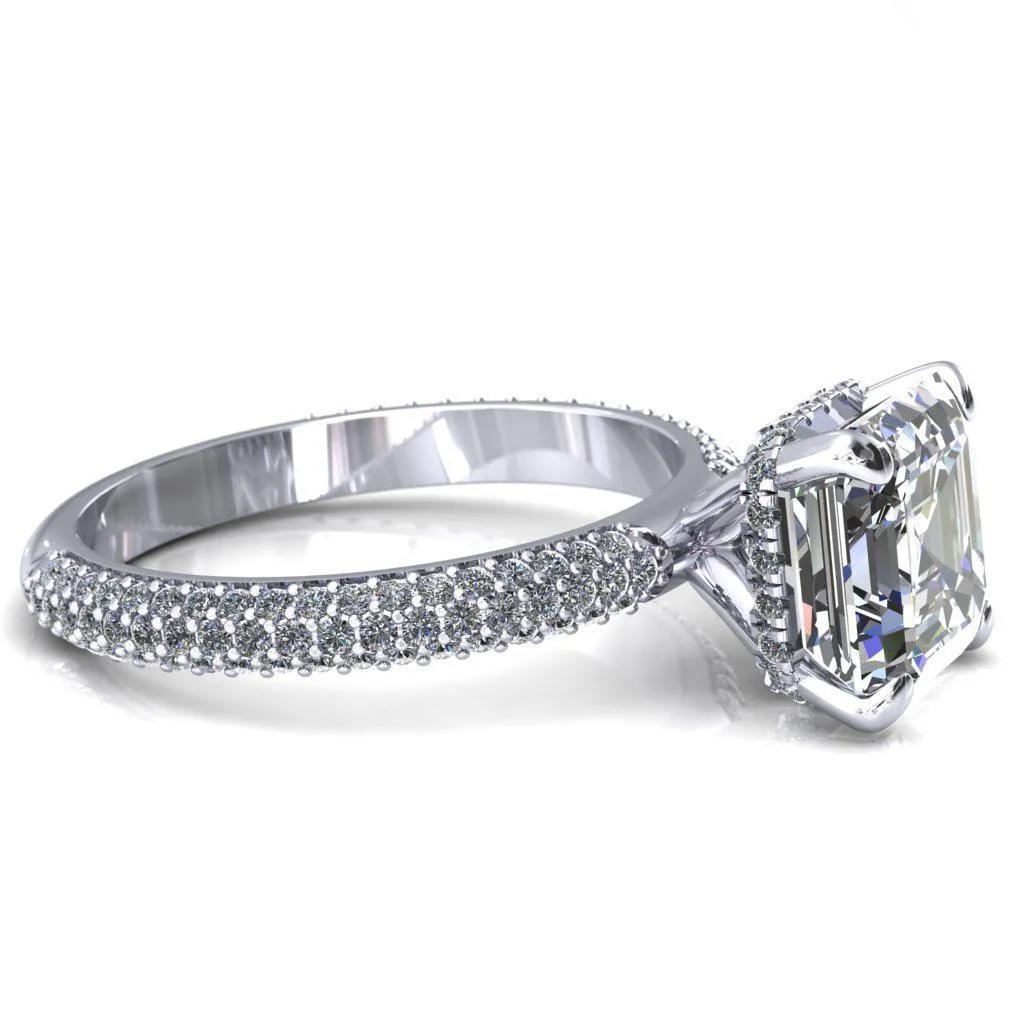 Adina Asscher Moissanite 4 Prong Diamond Accent Engagement Ring