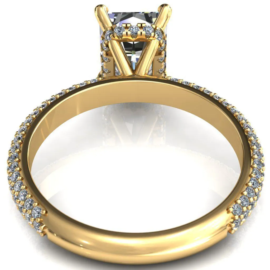 Adina Center Stone Moissanite 4 Prong Diamond Accent Engagement Ring