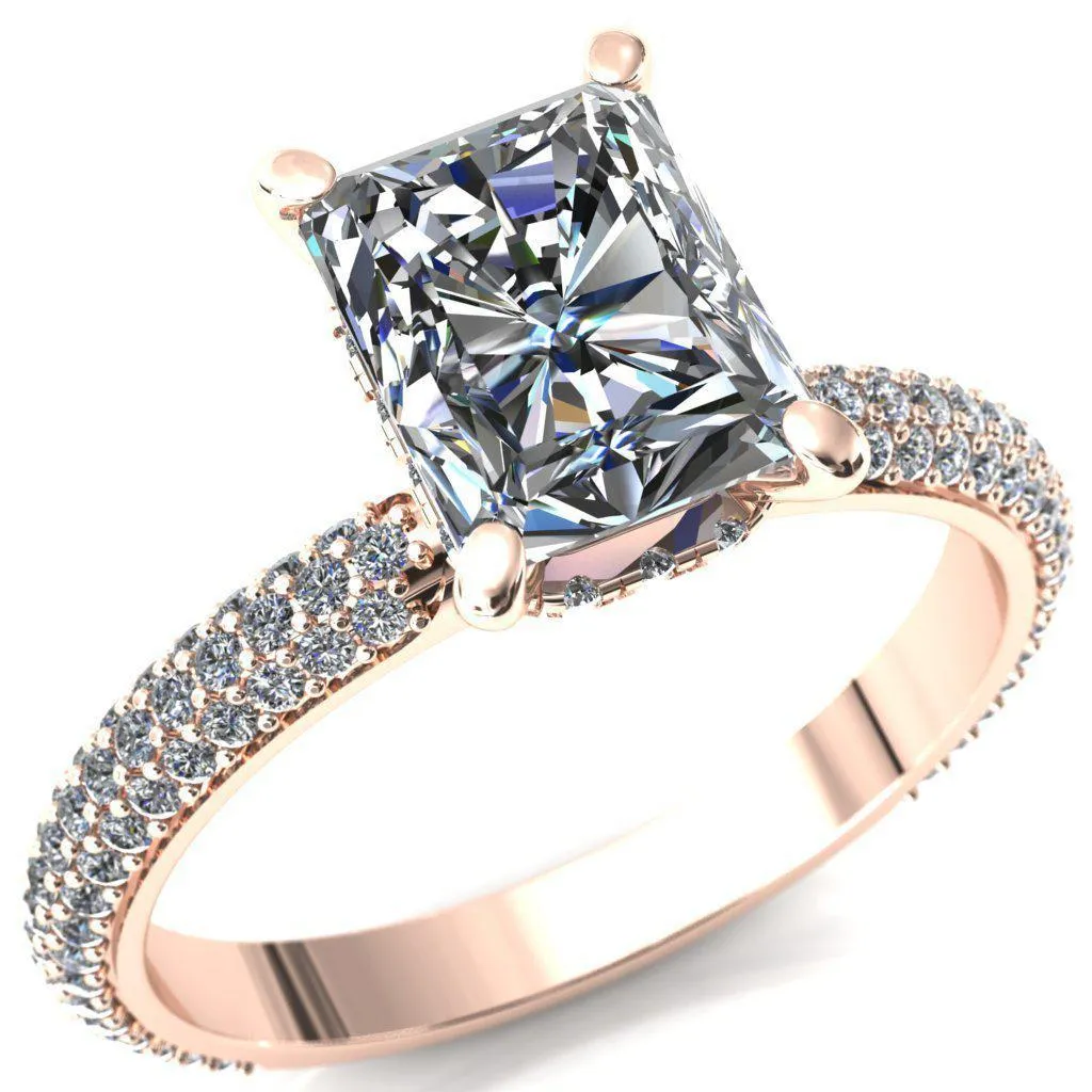 Adina Center Stone Moissanite 4 Prong Diamond Accent Engagement Ring