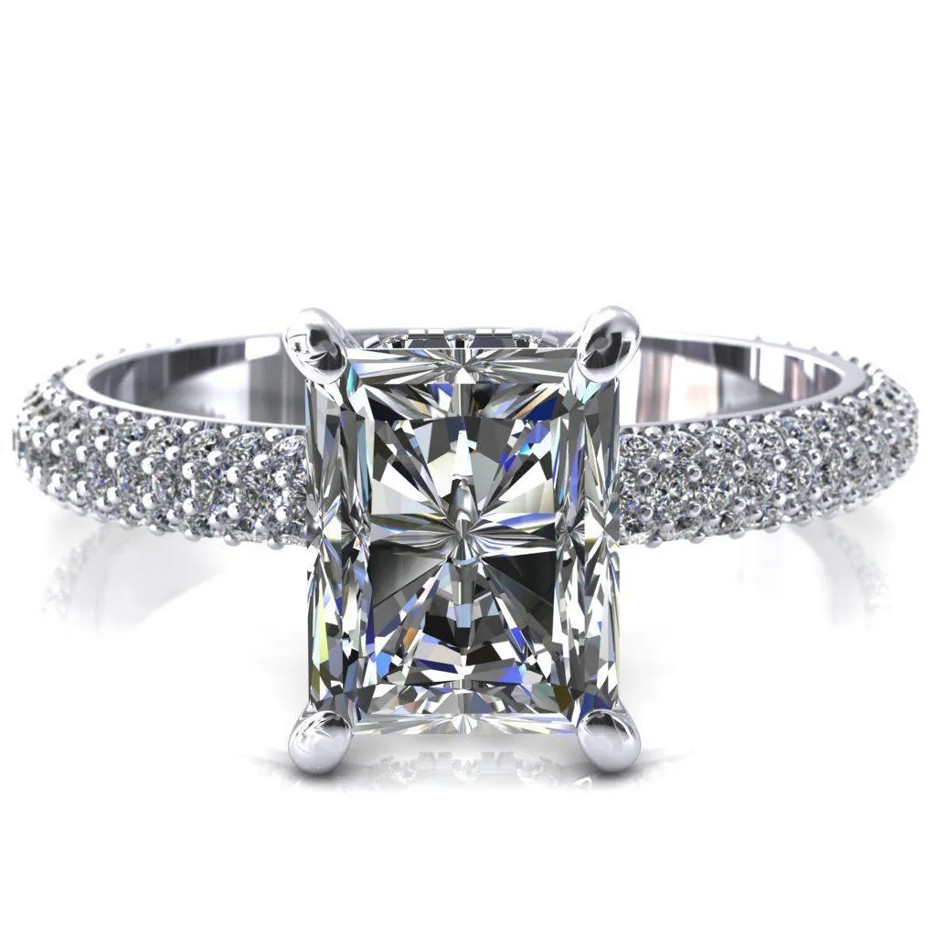 Adina Center Stone Moissanite 4 Prong Diamond Accent Engagement Ring