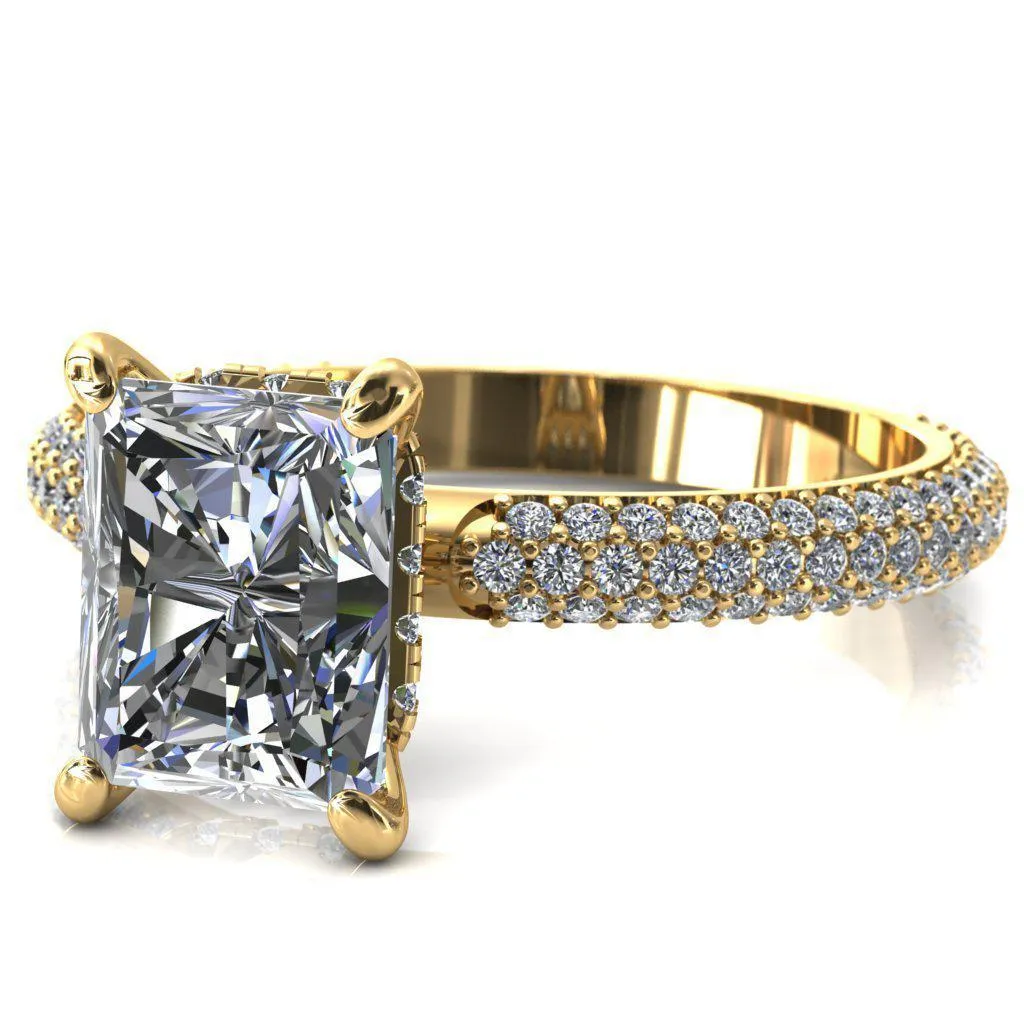 Adina Center Stone Moissanite 4 Prong Diamond Accent Engagement Ring