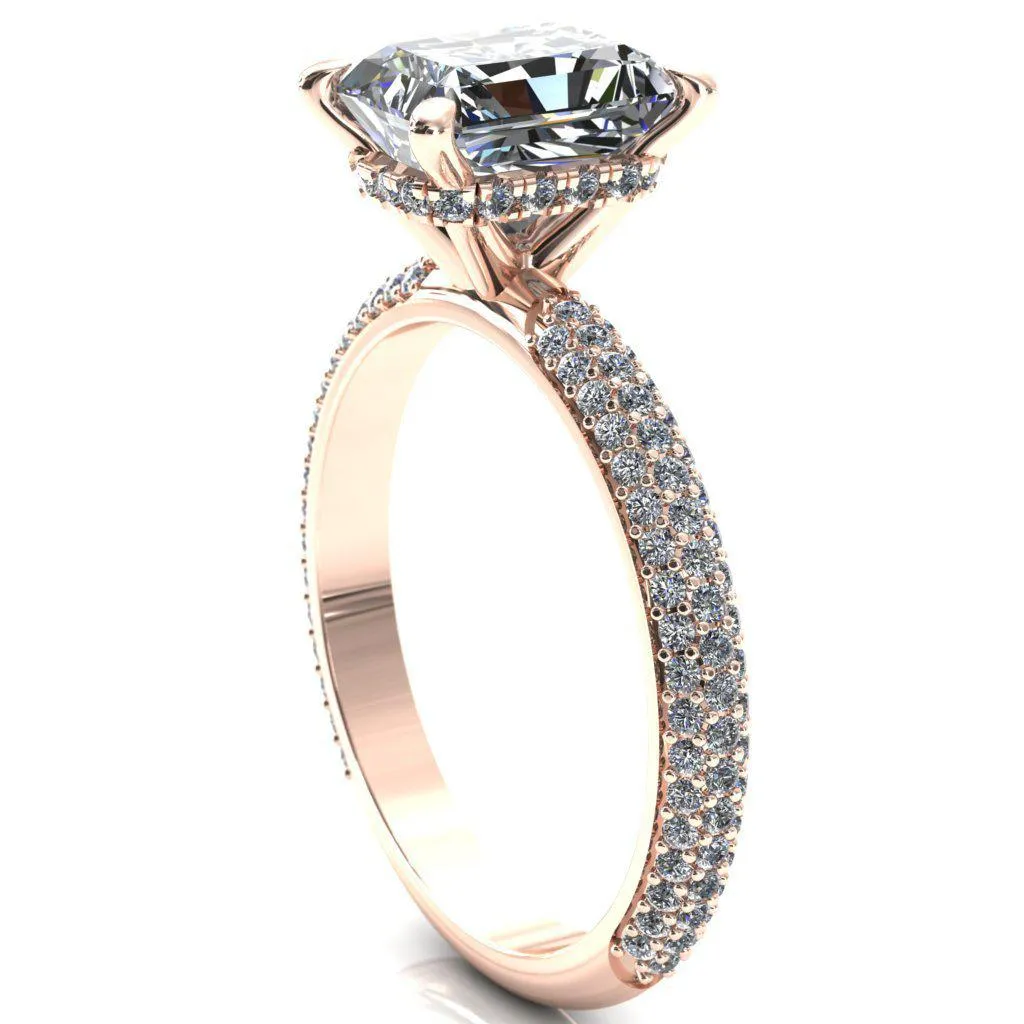 Adina Center Stone Moissanite 4 Prong Diamond Accent Engagement Ring