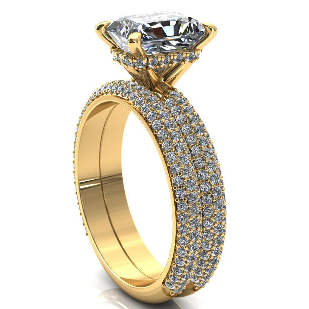 Adina Center Stone Moissanite 4 Prong Diamond Accent Engagement Ring
