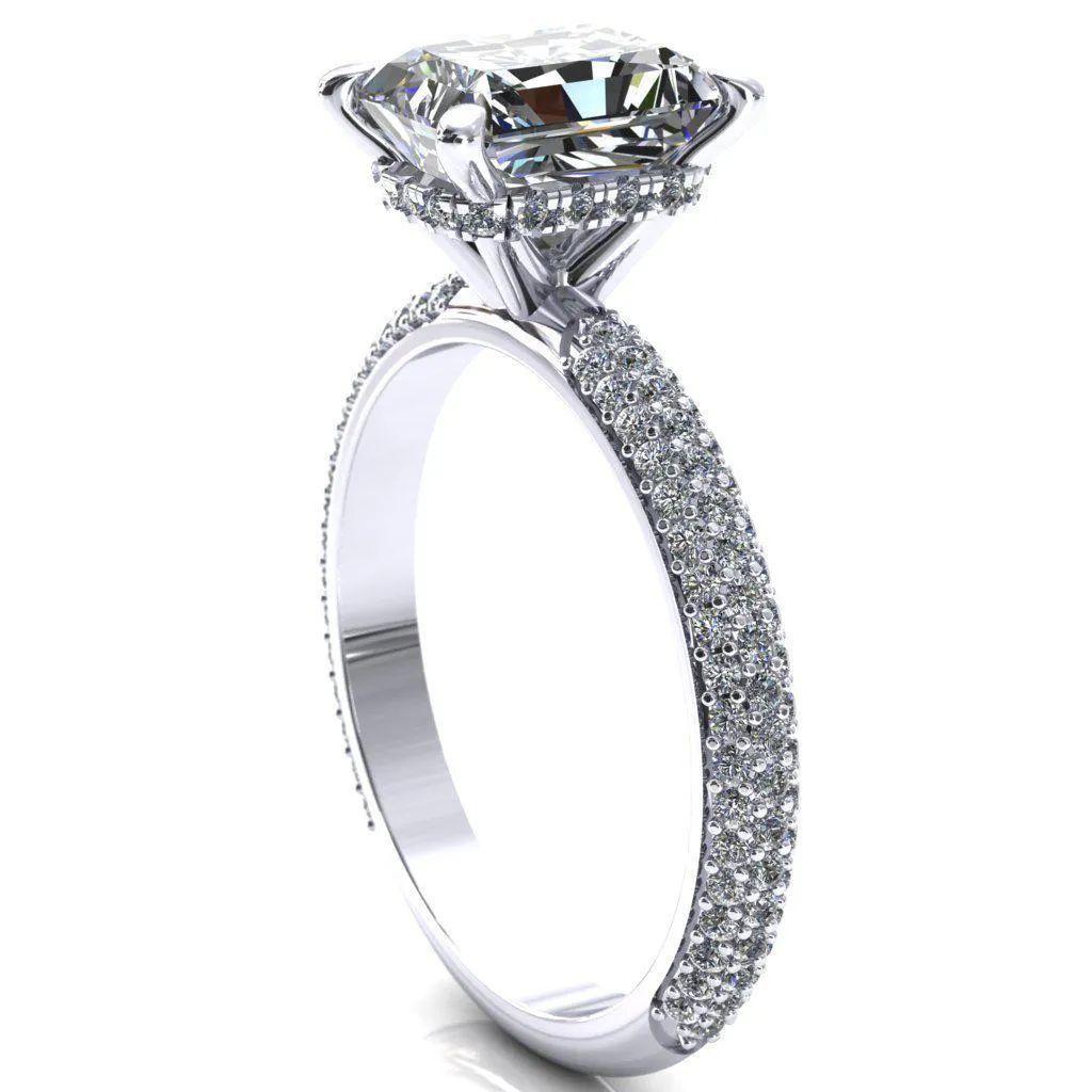 Adina Center Stone Moissanite 4 Prong Diamond Accent Engagement Ring