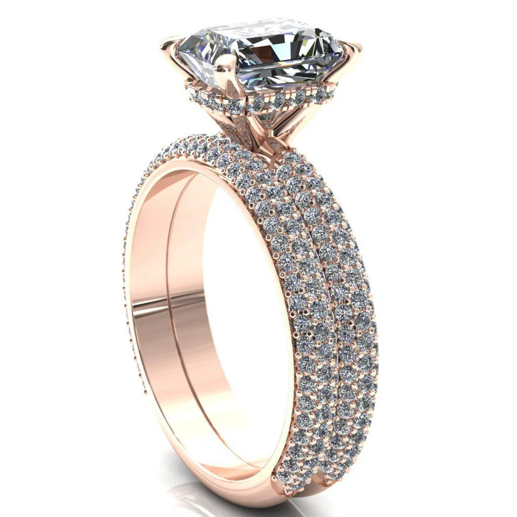 Adina Center Stone Moissanite 4 Prong Diamond Accent Engagement Ring
