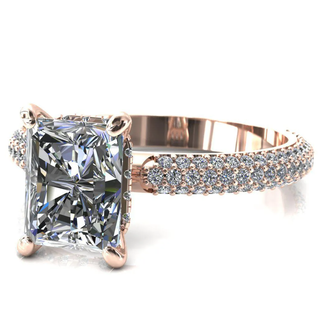 Adina Center Stone Moissanite 4 Prong Diamond Accent Engagement Ring