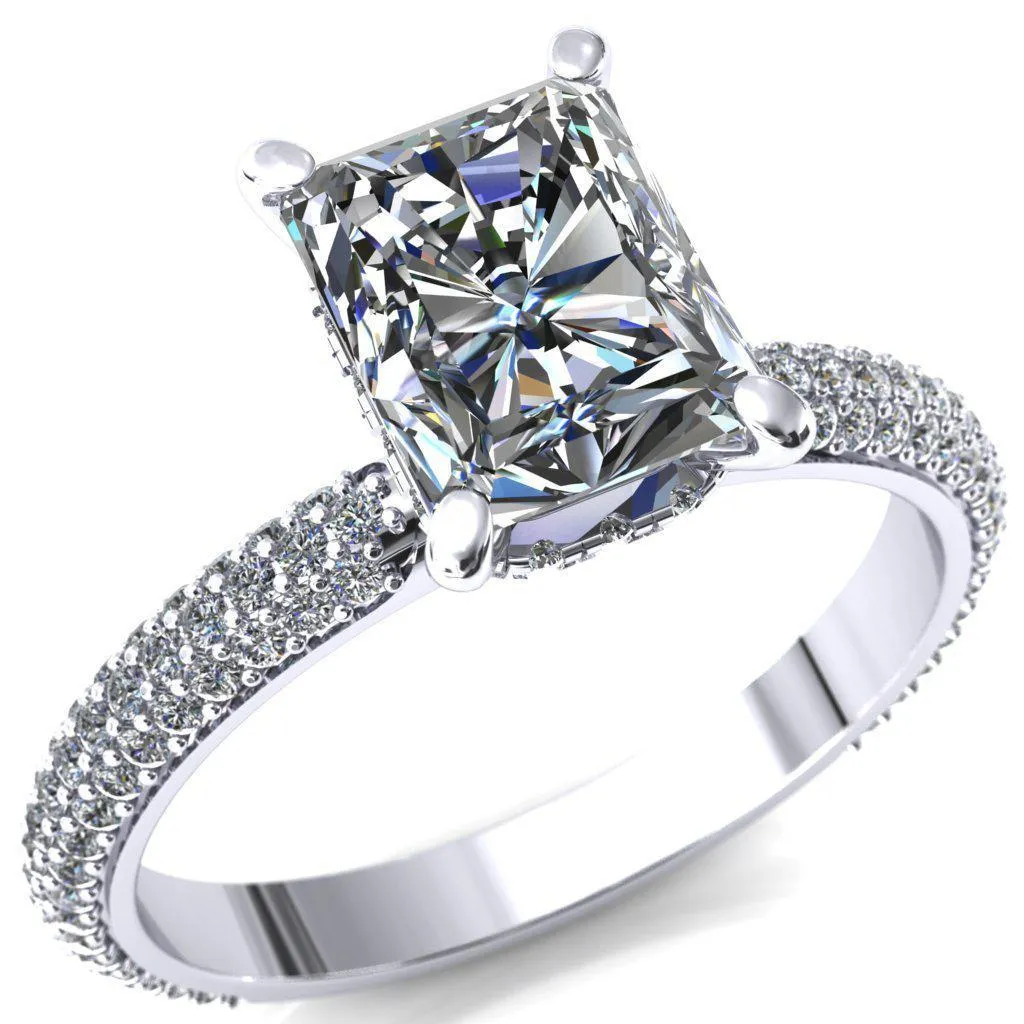 Adina Center Stone Moissanite 4 Prong Diamond Accent Engagement Ring