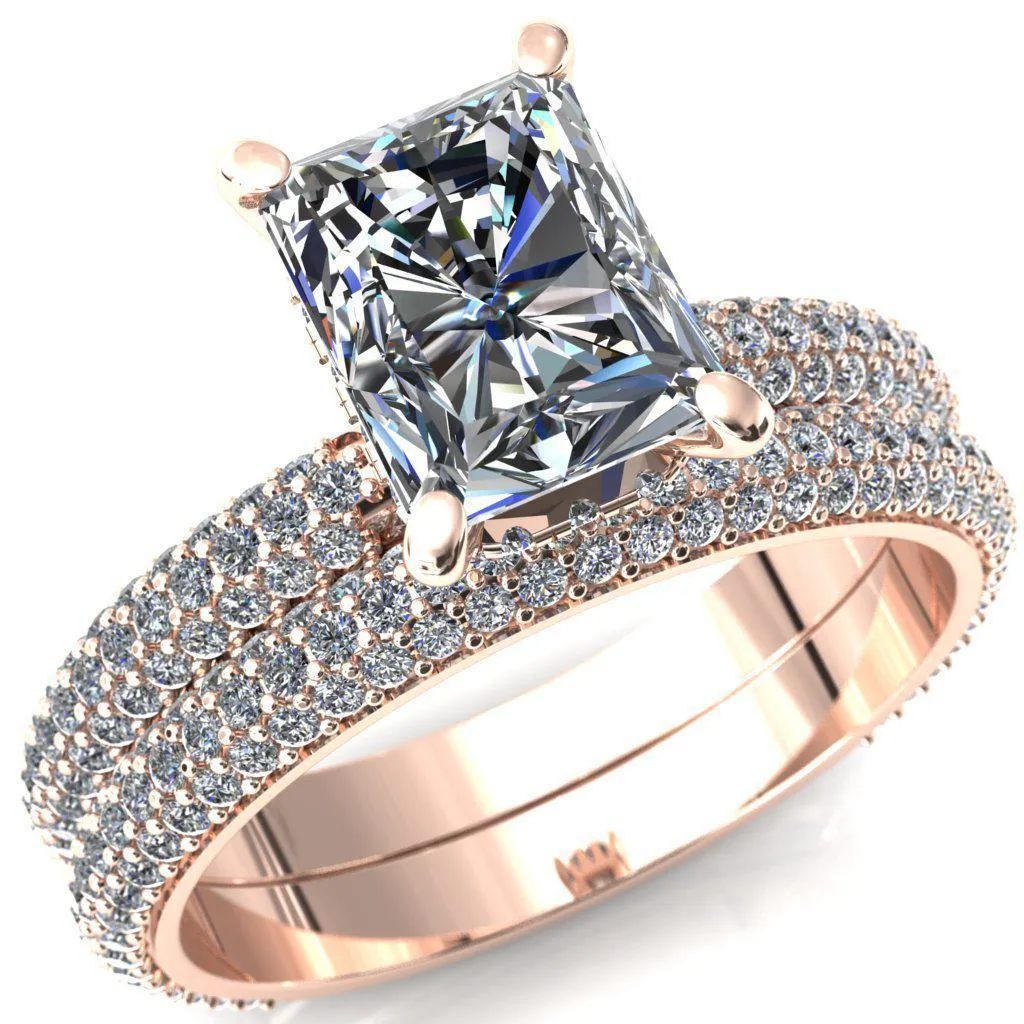 Adina Center Stone Moissanite 4 Prong Diamond Accent Engagement Ring