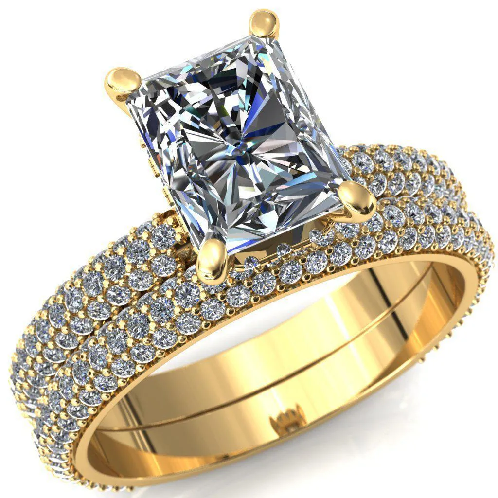 Adina Center Stone Moissanite 4 Prong Diamond Accent Engagement Ring