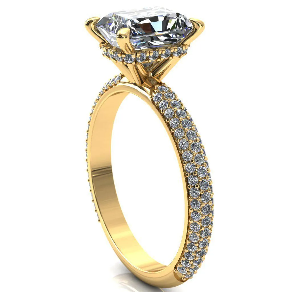Adina Center Stone Moissanite 4 Prong Diamond Accent Engagement Ring