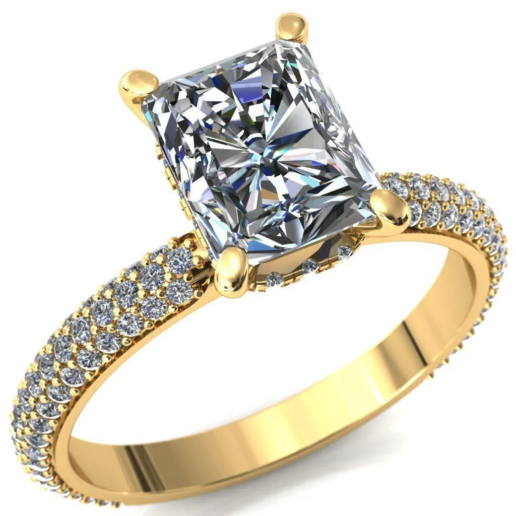 Adina Center Stone Moissanite 4 Prong Diamond Accent Engagement Ring