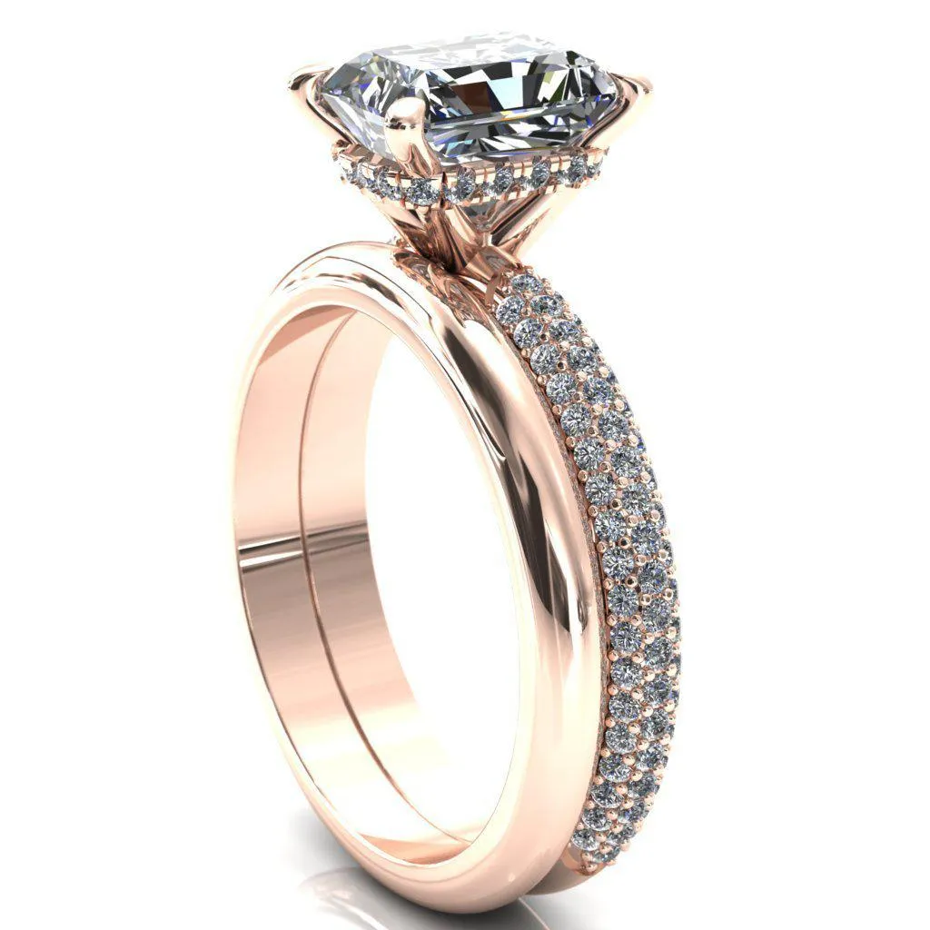 Adina Center Stone Moissanite 4 Prong Diamond Accent Engagement Ring
