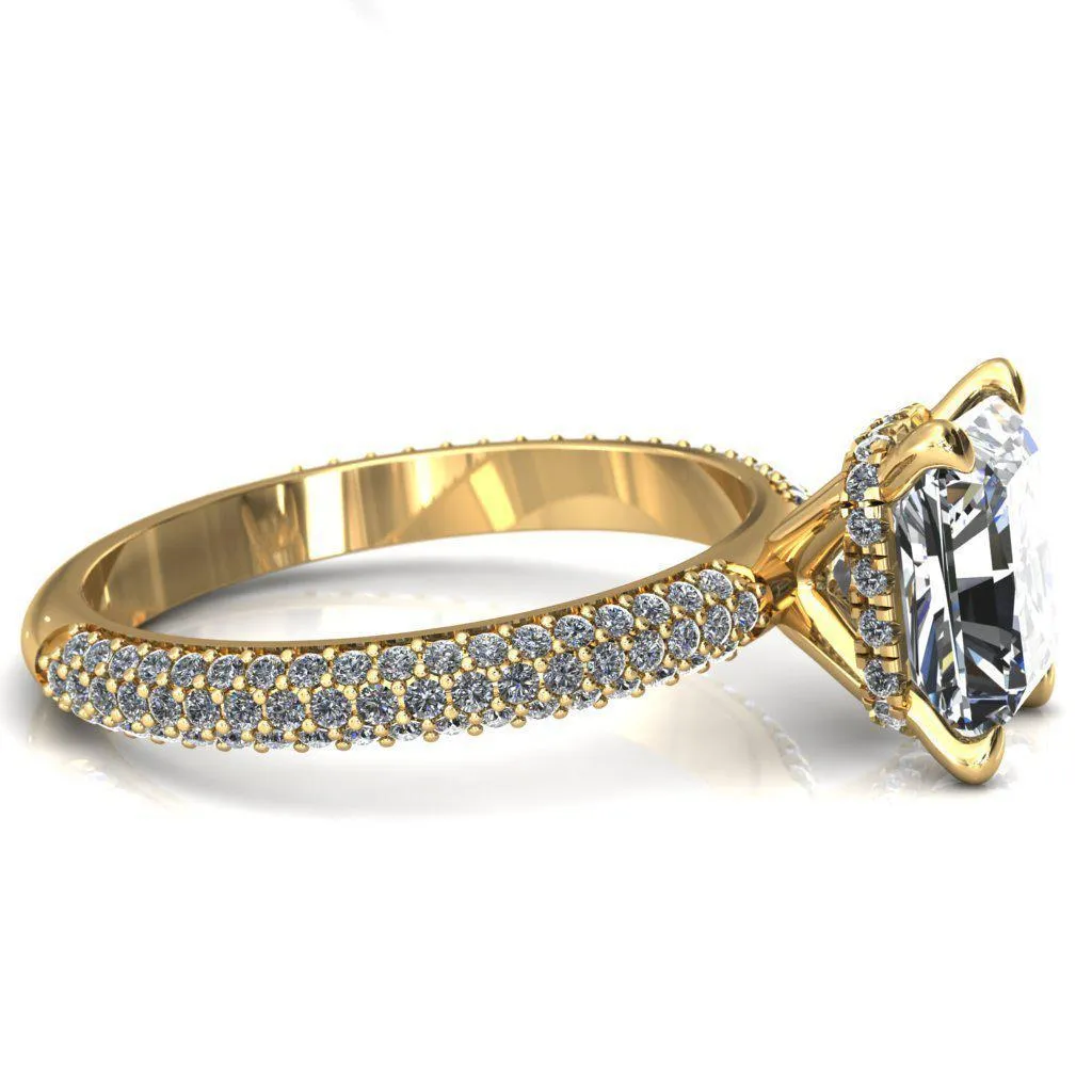 Adina Center Stone Moissanite 4 Prong Diamond Accent Engagement Ring