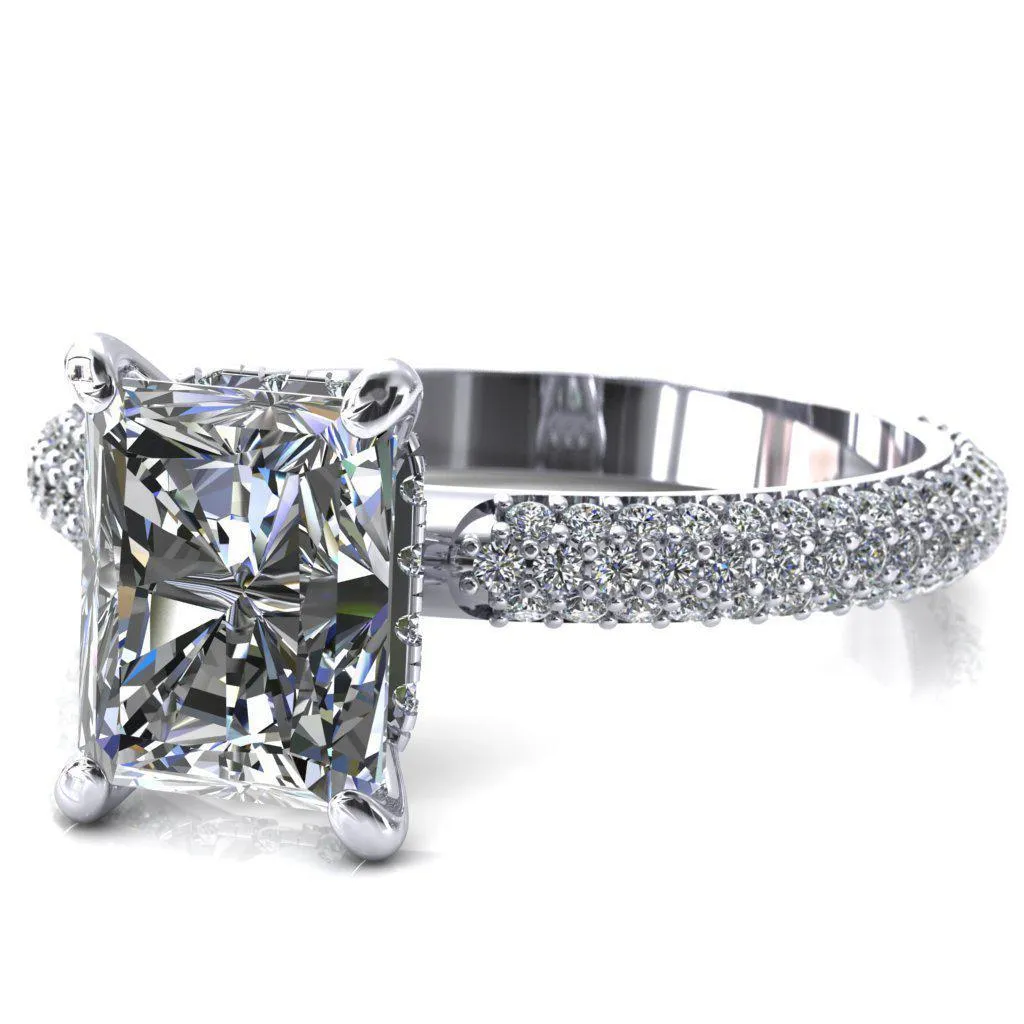 Adina Center Stone Moissanite 4 Prong Diamond Accent Engagement Ring