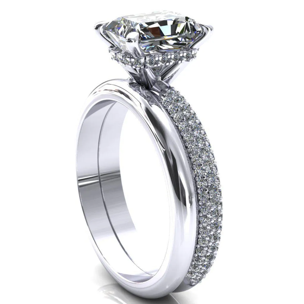 Adina Center Stone Moissanite 4 Prong Diamond Accent Engagement Ring