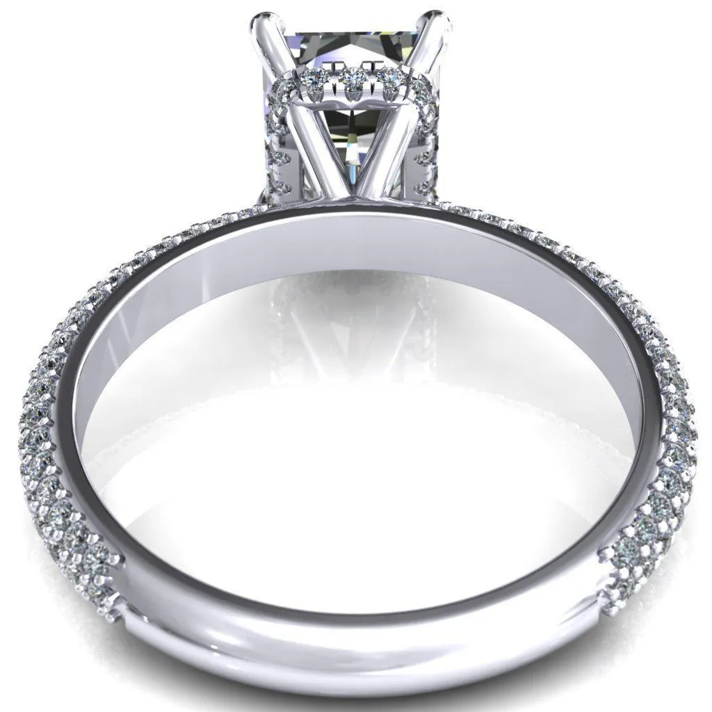 Adina Center Stone Moissanite 4 Prong Diamond Accent Engagement Ring