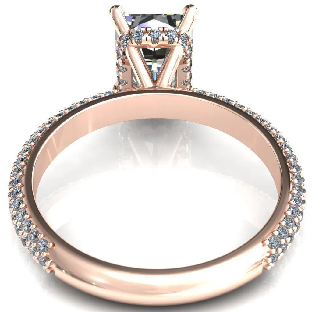 Adina Center Stone Moissanite 4 Prong Diamond Accent Engagement Ring