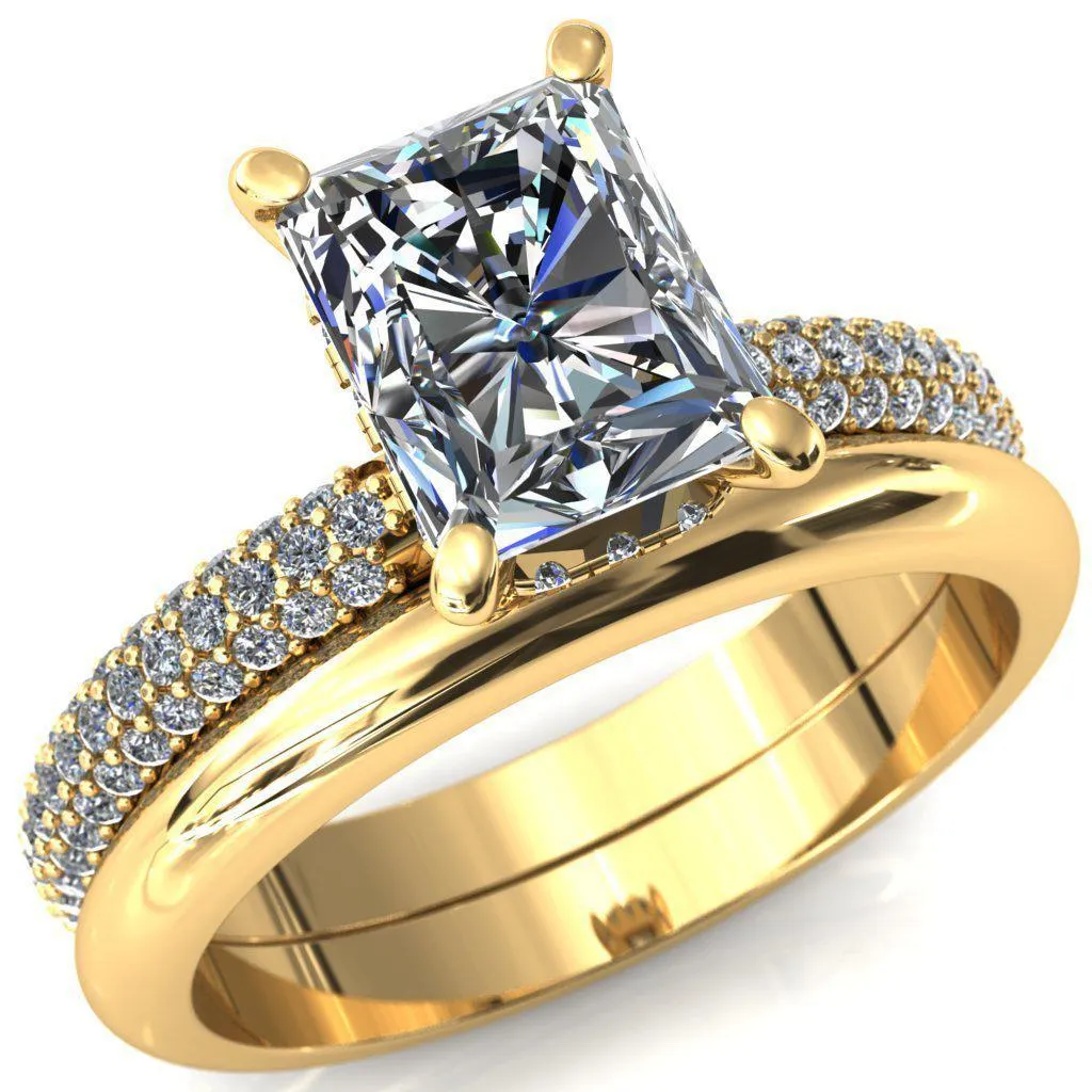 Adina Center Stone Moissanite 4 Prong Diamond Accent Engagement Ring